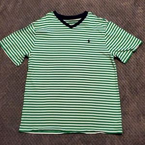Boys Polo Ralph Lauren Green and White V-neck Tee